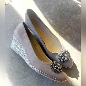 J Peterman Wedge/Espadrille/Heel with Silver Rhinestone Embellishments